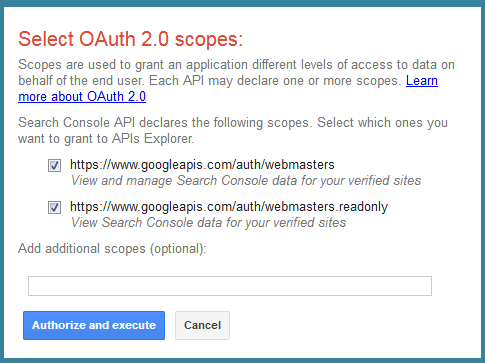 OAuth 2.0 Confirmation - Search Console API