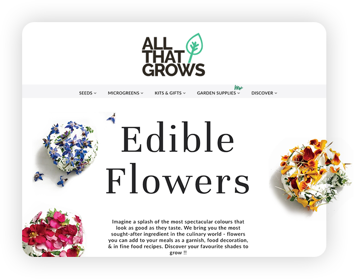 Retro-style AllThatGrows website built on Shopify